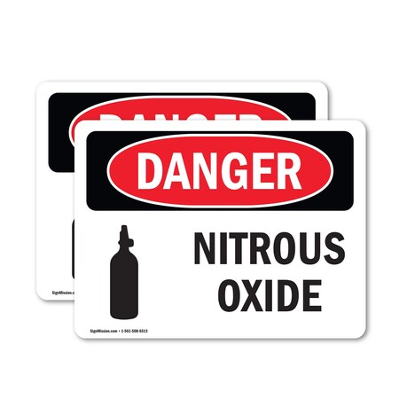 Signmission Nitrous Oxide Danger Sign, Vinyl Decal, 10in W x 7in L, 2PK OS-2PACK-DS-D-710-L-1937